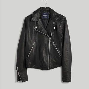 Madewell Women Washed Leather Motorcycle Jacket L